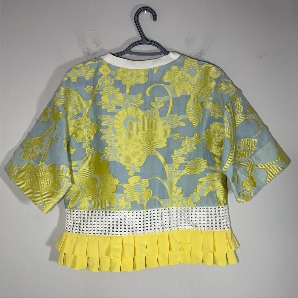 Capucci Made in Italy Embroidered Floral Top with Fringe Hem size S - Picture 6 of 11